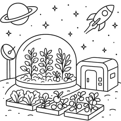 Space Farm Kleurplaat