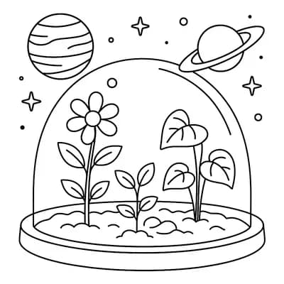 Space Garden Kleurplaat