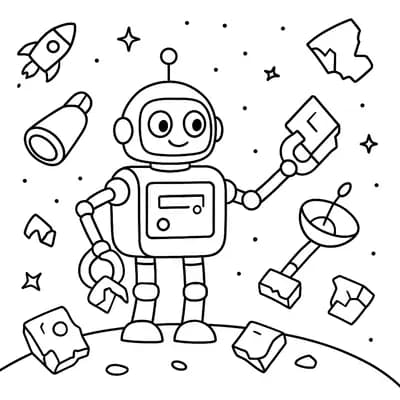 Ruimteopruimrobot Kleurplaat