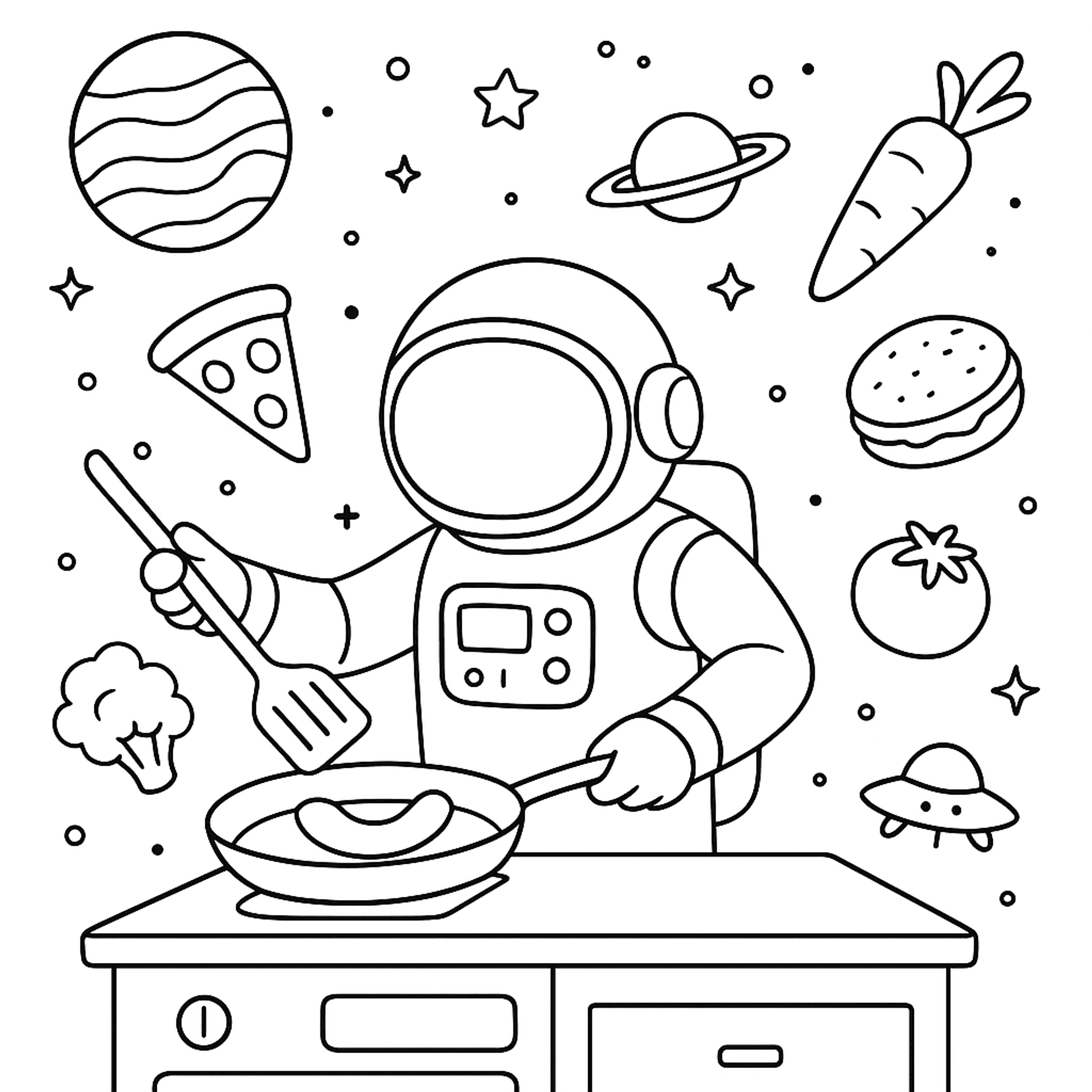 Space Kitchen Kleurplaat