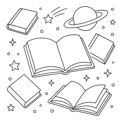 Space Library Kleurplaat