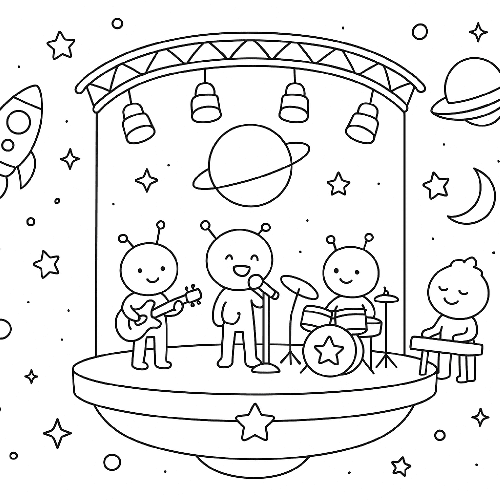 Space Music Kleurplaat