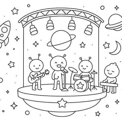 Space Music Kleurplaat