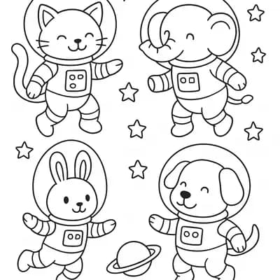 Space Pets Kleurplaat