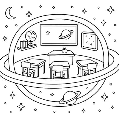 Space School Kleurplaat
