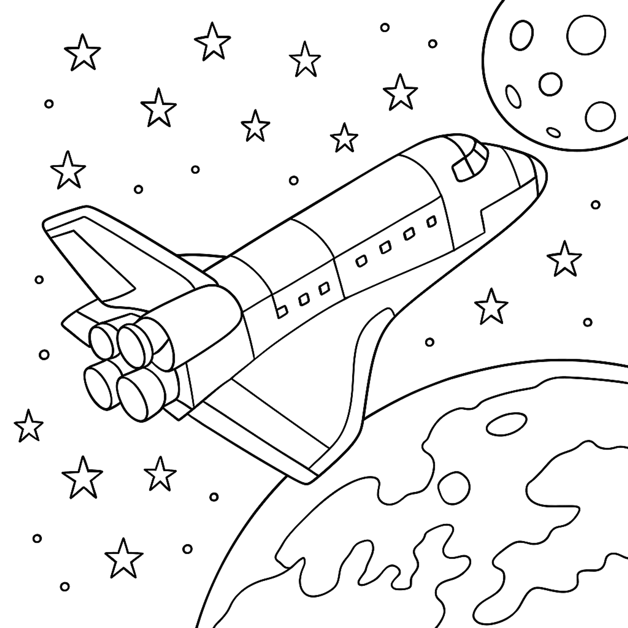 Space Shuttle in Baan Kleurplaat