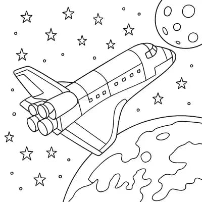Space Shuttle in Baan Kleurplaat