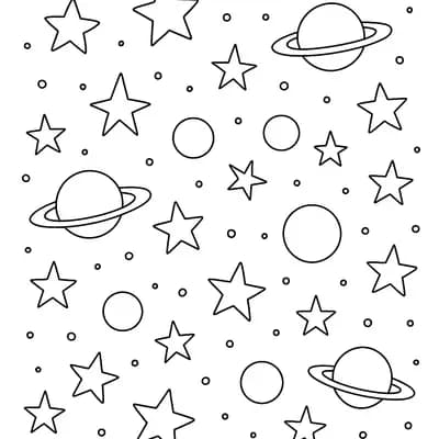 Sterren en Planeten Kleurplaat