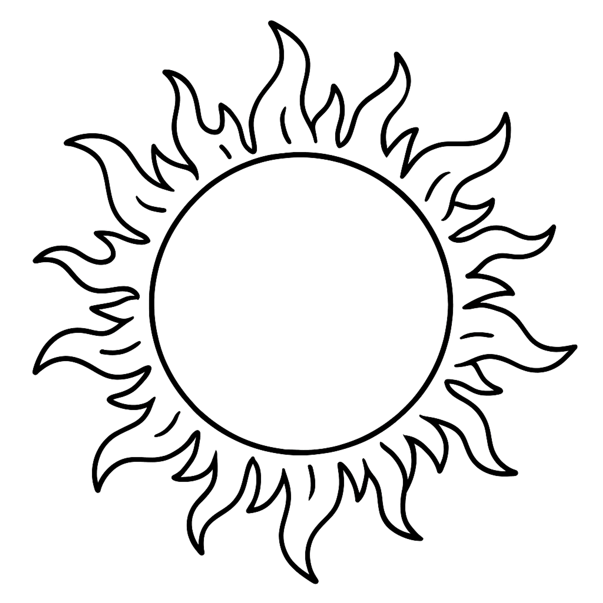 Zon met Zonnevlammen Kleurplaat