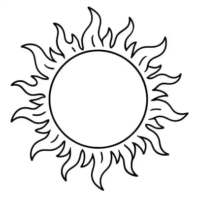 Zon met Zonnevlammen Kleurplaat