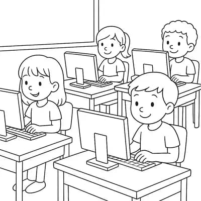 Computerles Kleurplaat