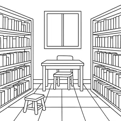 Bibliotheek Kleurplaat