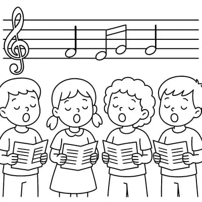 Muziekles Kleurplaat