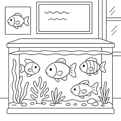 School Aquarium Kleurplaat