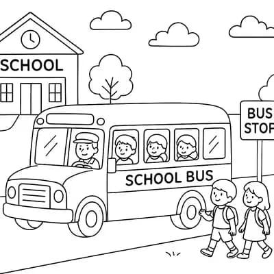 Schoolbus Kleurplaat