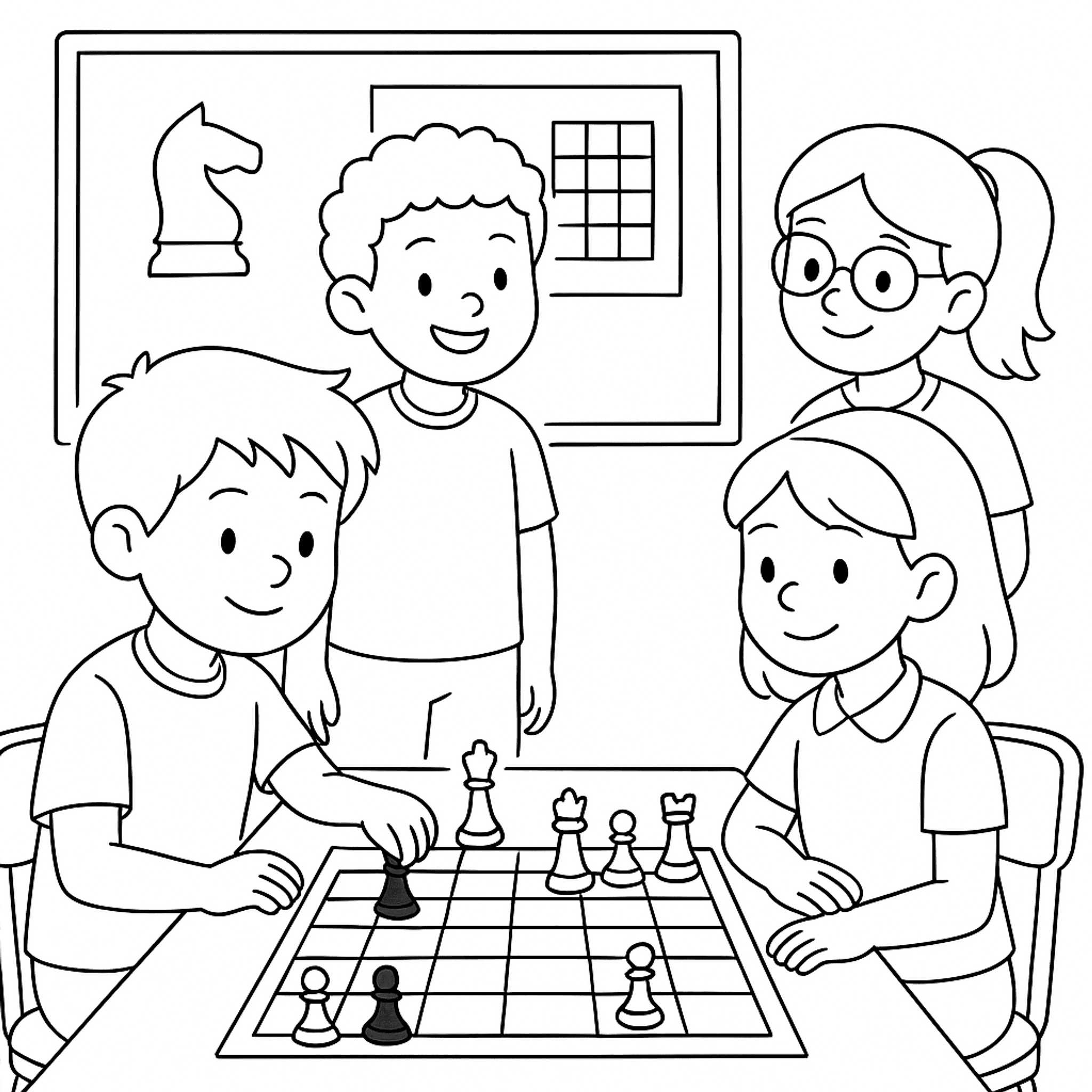School Chess Kleurplaat