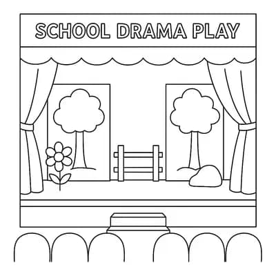 School Drama Kleurplaat