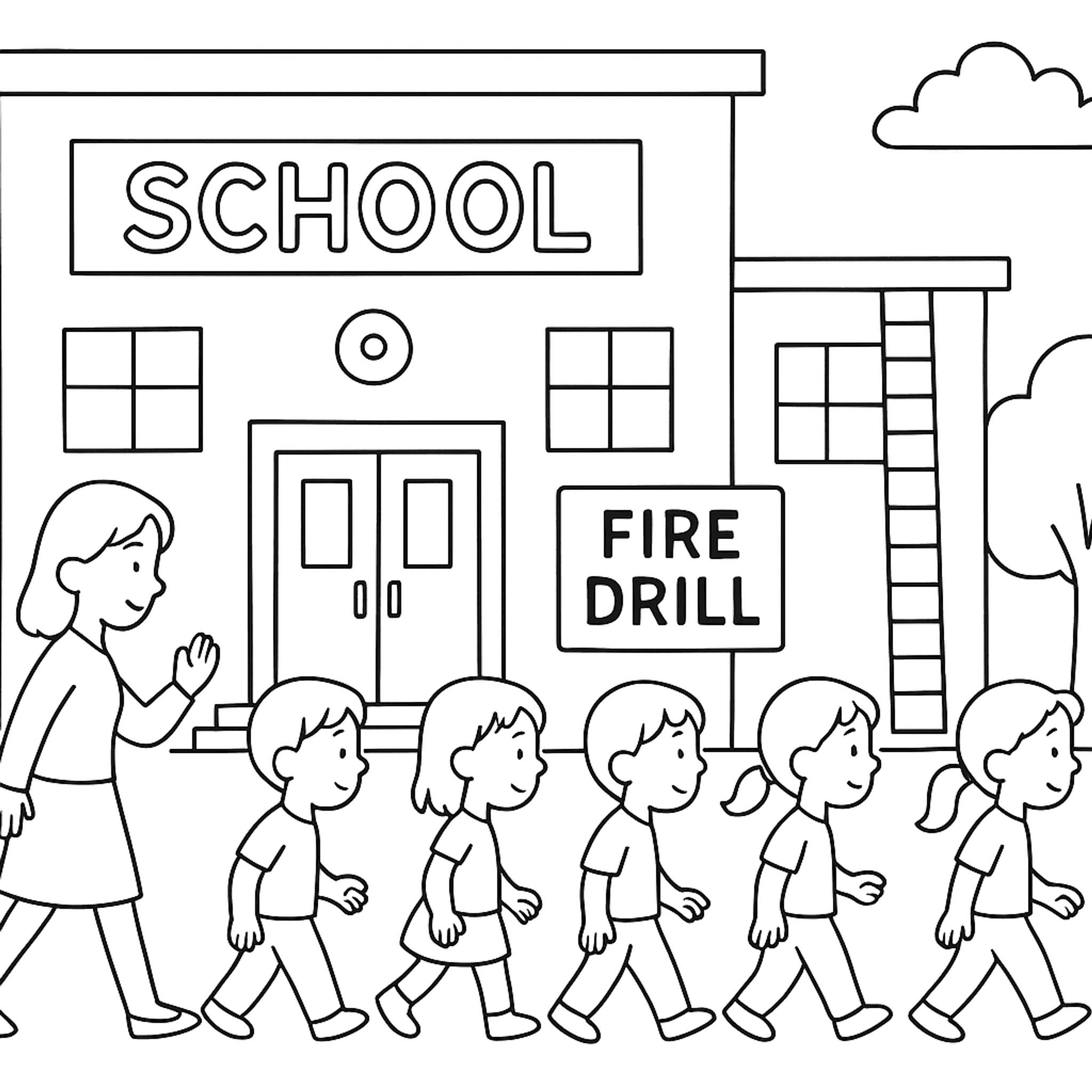 School Fire Kleurplaat