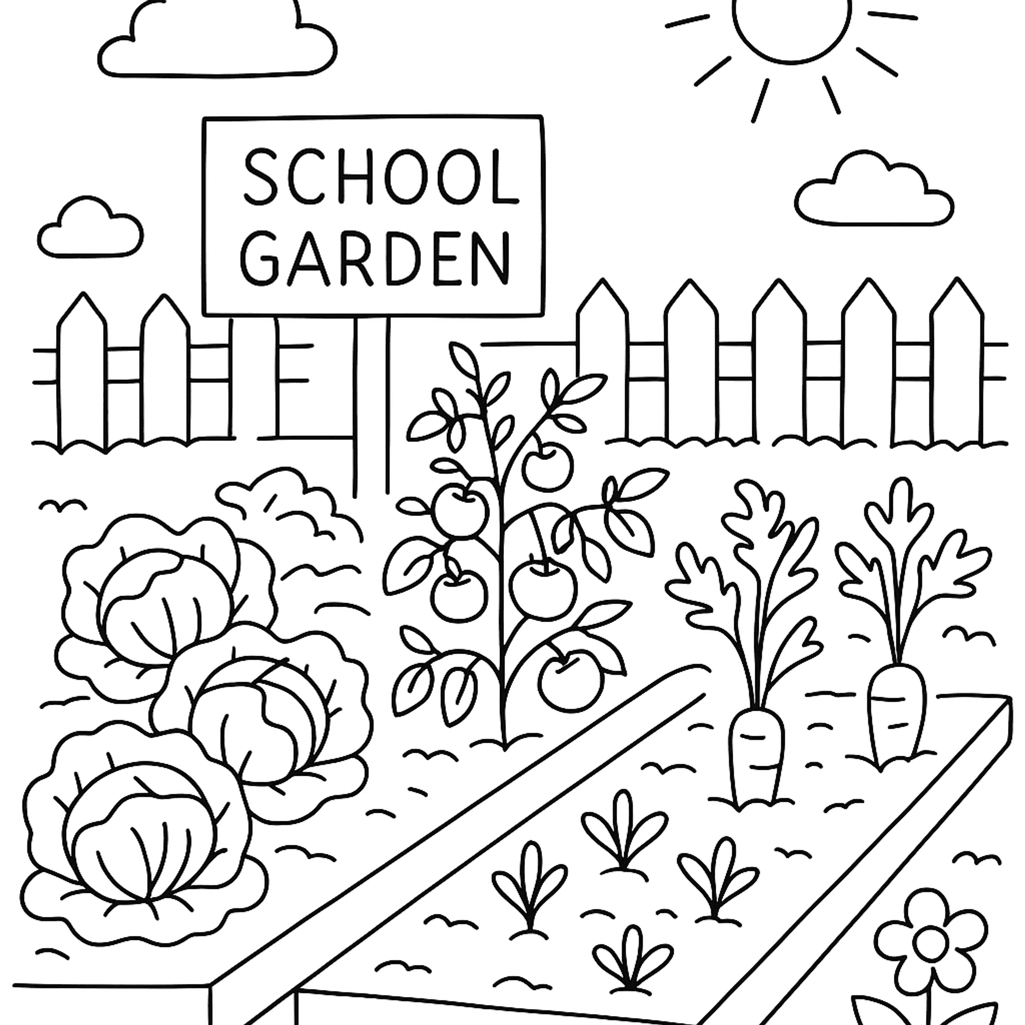 Schooltuin Kleurplaat