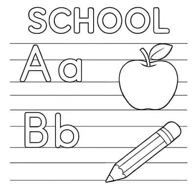 School Handwriting Kleurplaat