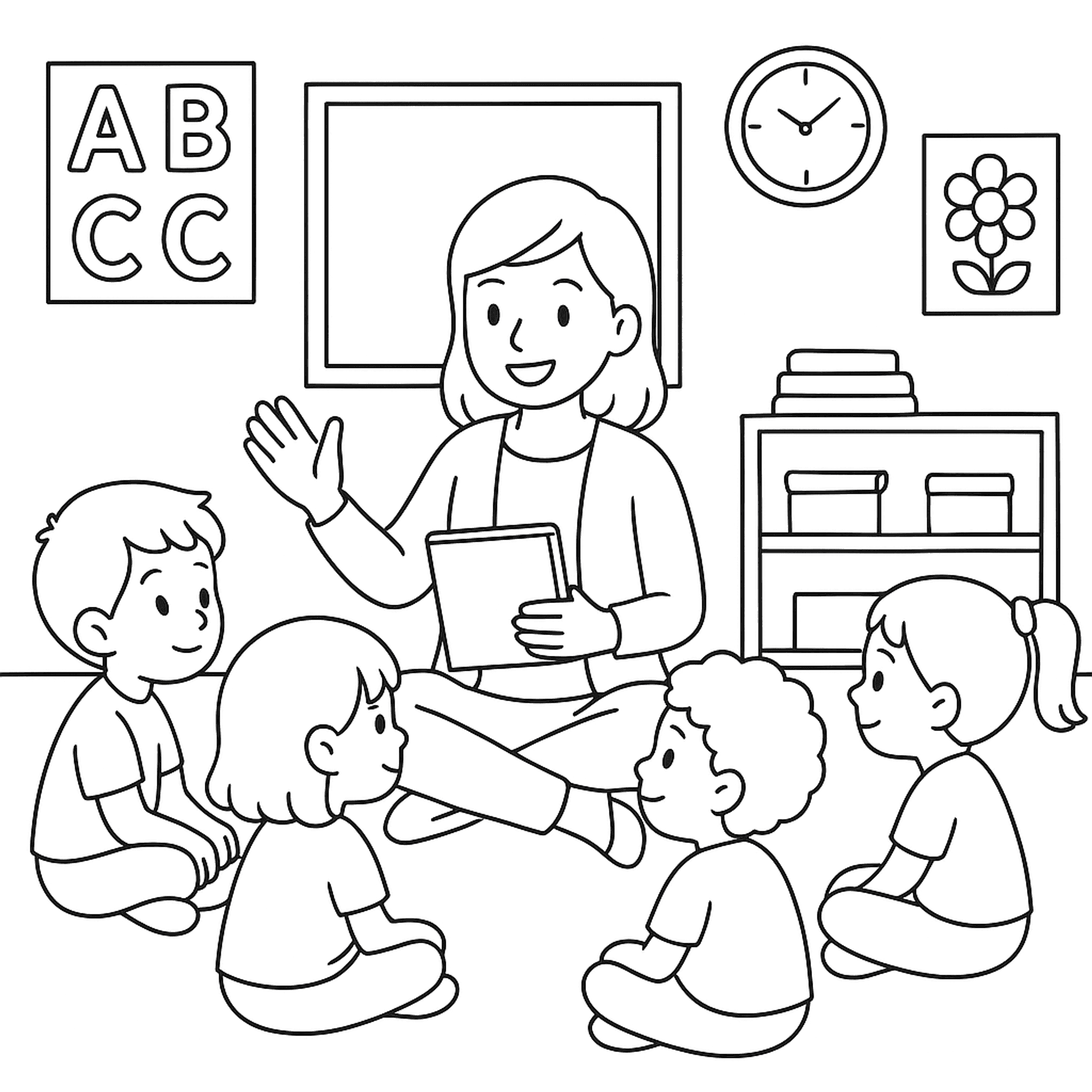 School Kindergarten Kleurplaat