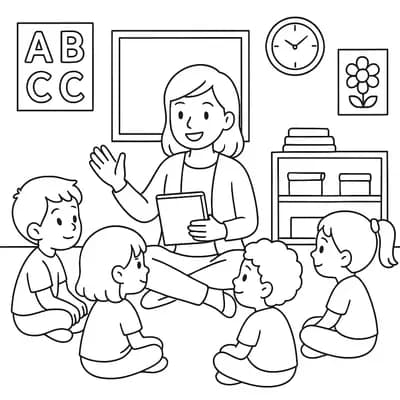 School Kindergarten Kleurplaat