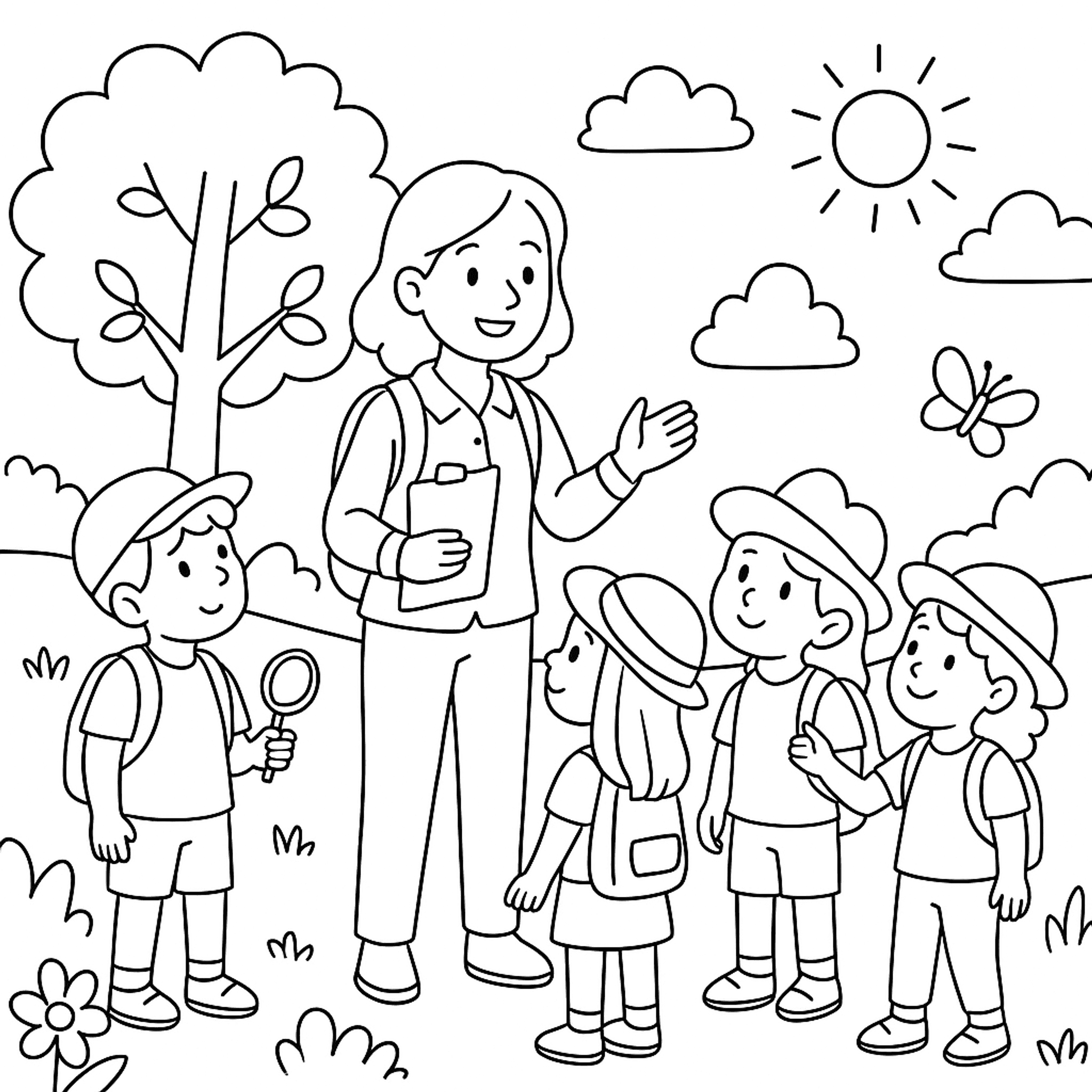 School Nature Kleurplaat