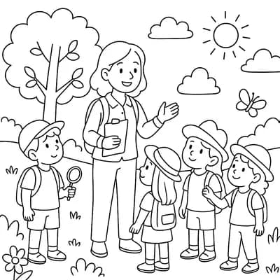 School Nature Kleurplaat