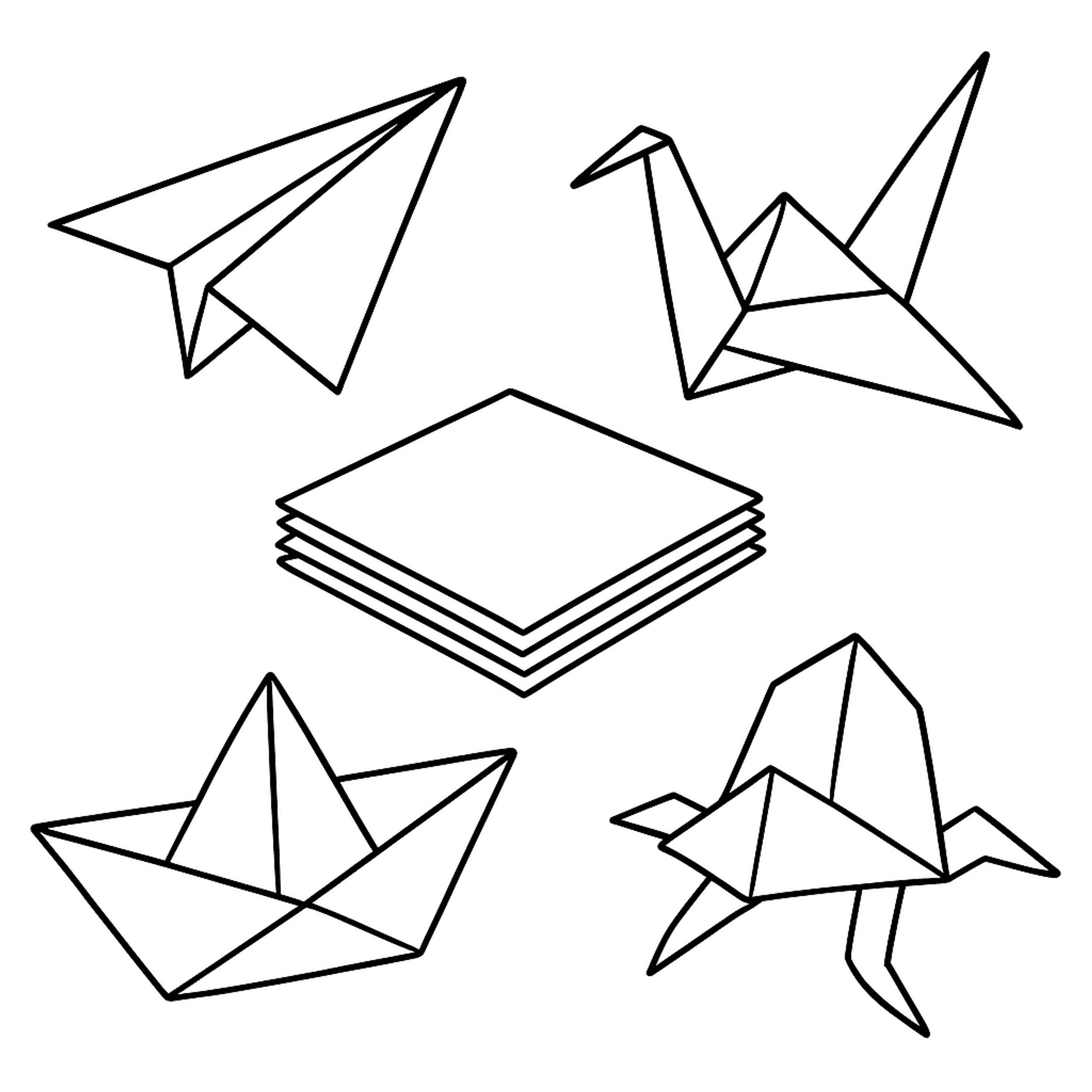 School Origami Kleurplaat