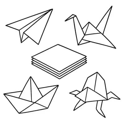 School Origami Kleurplaat