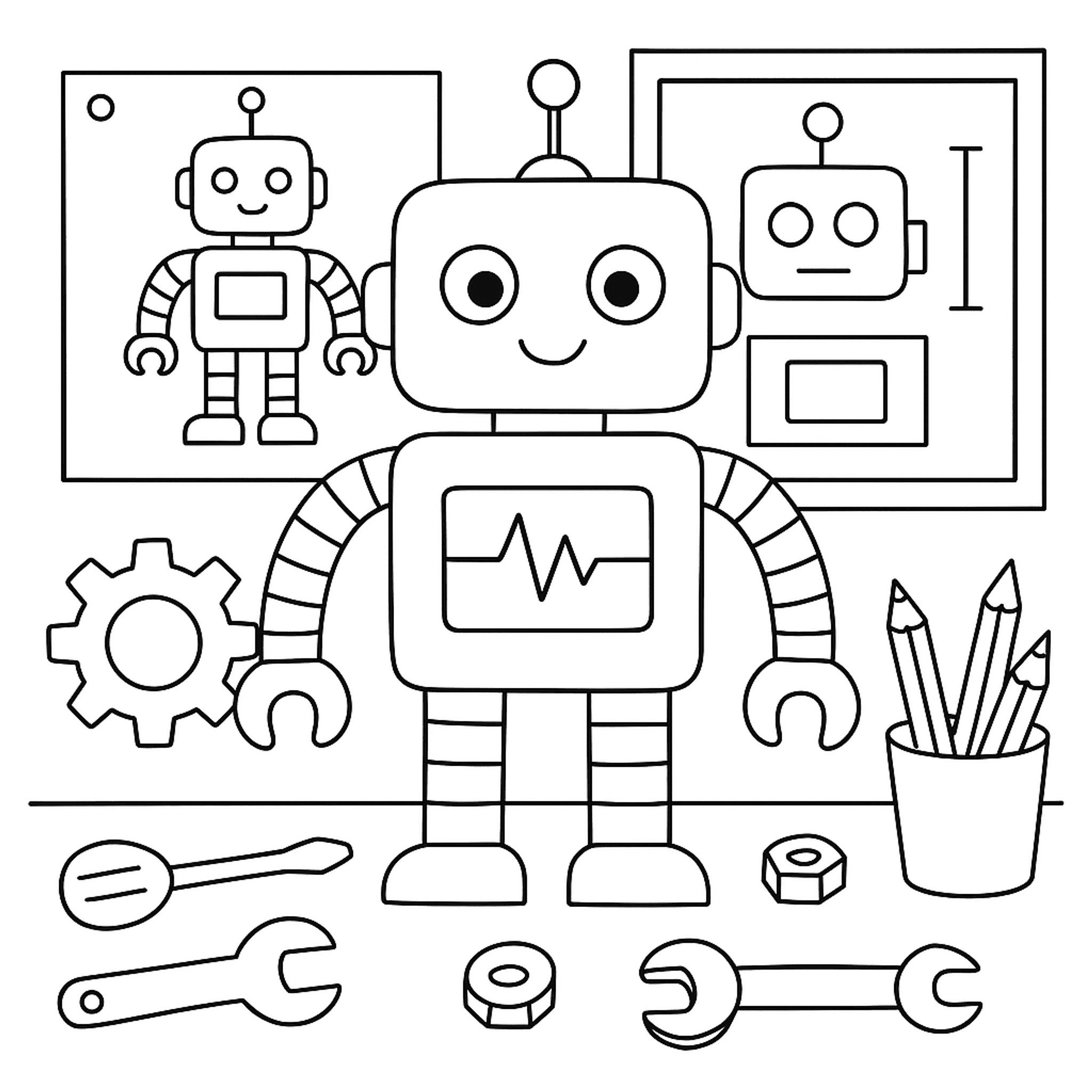 School Robot Kleurplaat