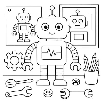 School Robot Kleurplaat