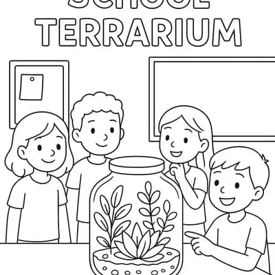 School Terrarium Kleurplaat