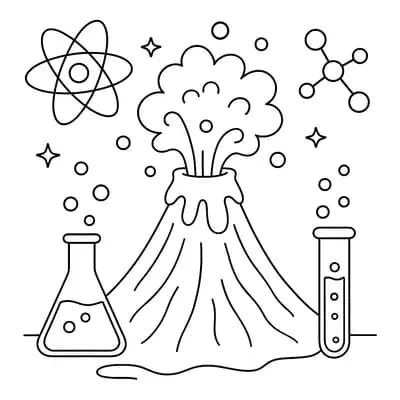 Vulkaanexperiment Kleurplaat