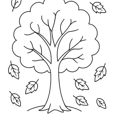 Herfst Boom Kleurplaat