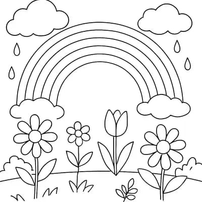 Spring Rainbow Kleurplaat