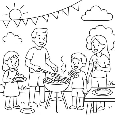 Zomer Barbecue Kleurplaat