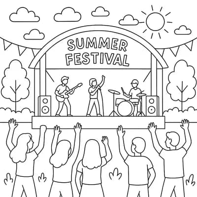 Zomerfestival Kleurplaat