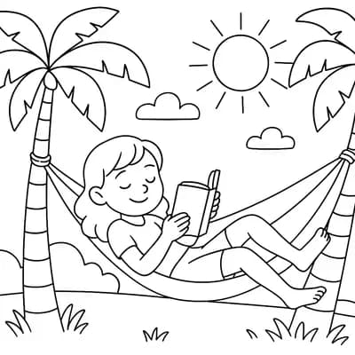 Summer Hammock Kleurplaat