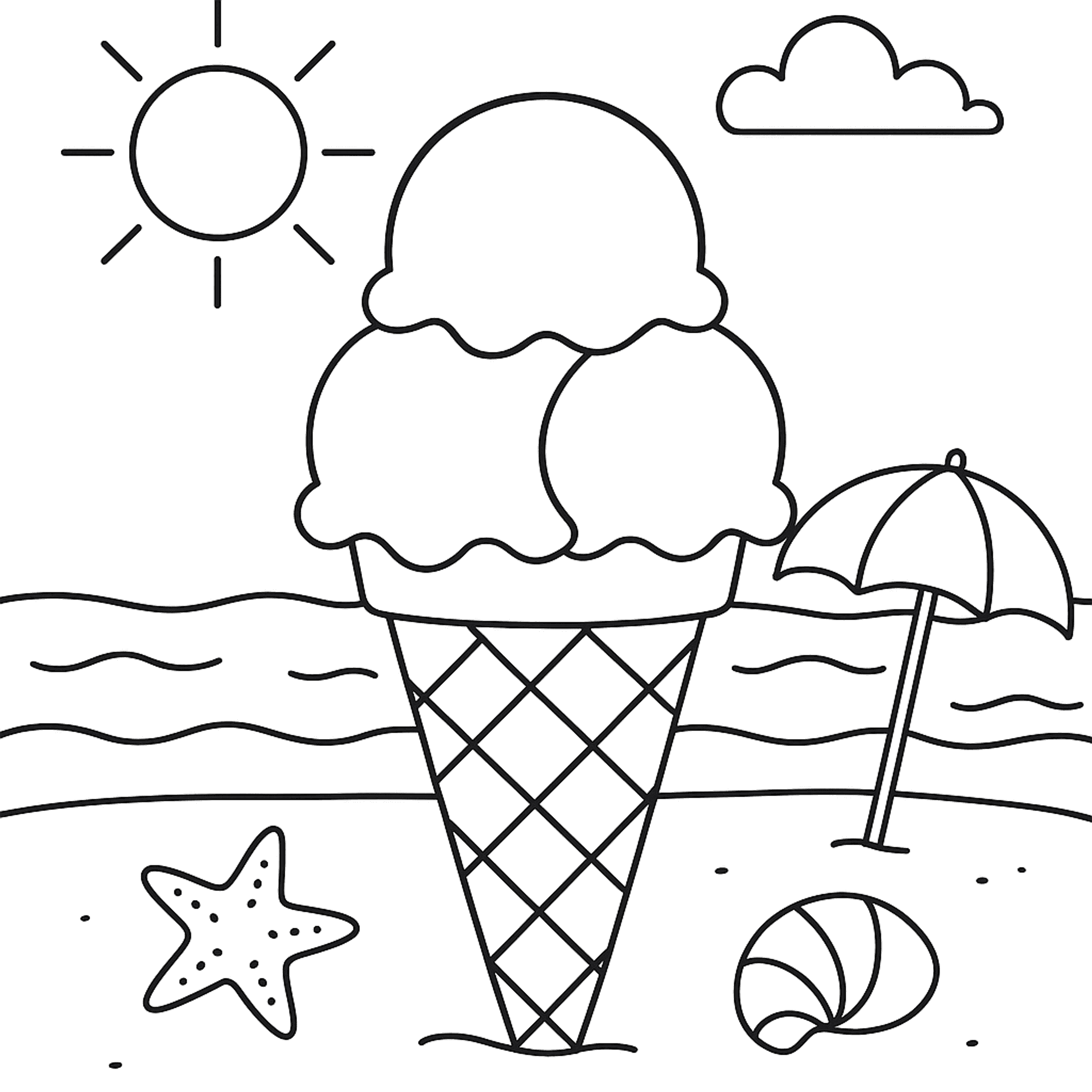 IJsje op Strand Kleurplaat