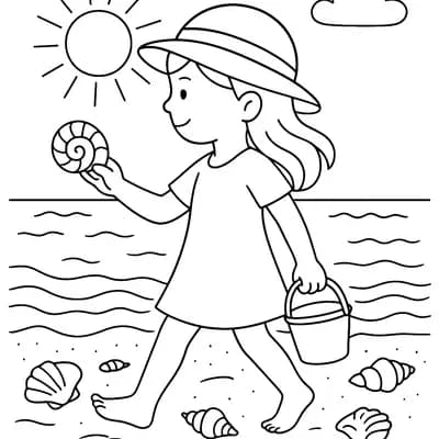 Summer Seashell Kleurplaat