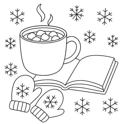 Winter Warme Chocola Kleurplaat