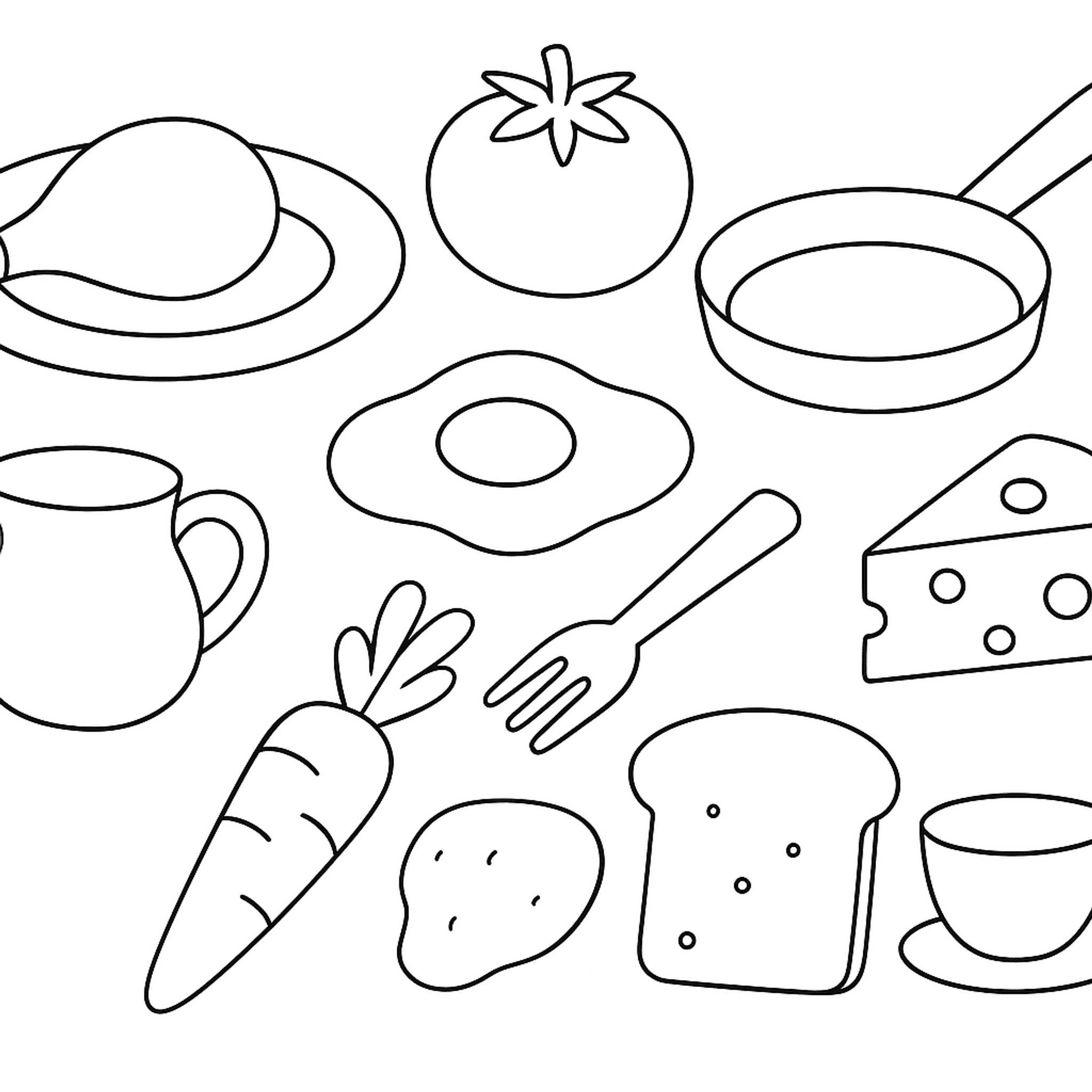 Play Kitchen Food Kleurplaat