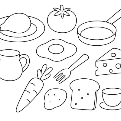 Play Kitchen Food Kleurplaat