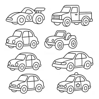 Speelgoedautos Kleurplaat