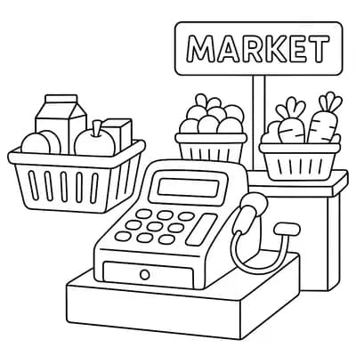 Toy Cash Register Kleurplaat