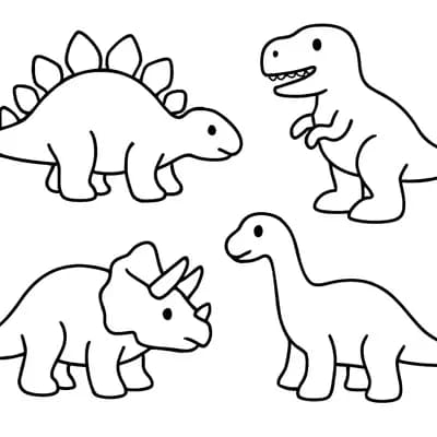 Toy Dinosaur Set Kleurplaat