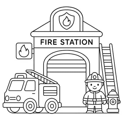 Toy Fire Station Kleurplaat