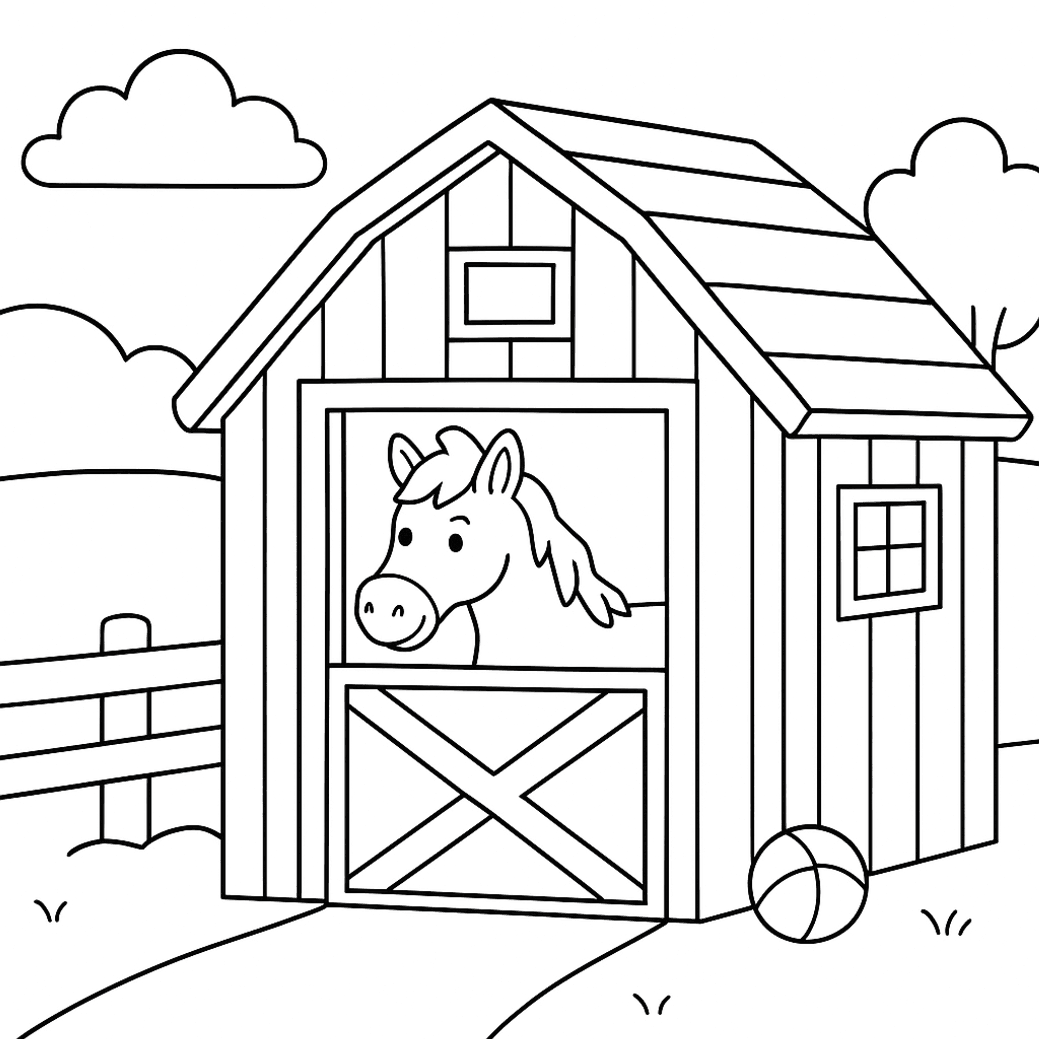 Toy Horse Stable Kleurplaat