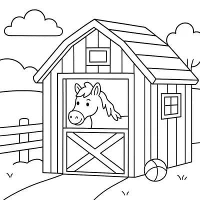 Toy Horse Stable Kleurplaat